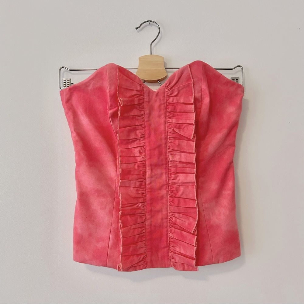 Lara Parker Bubblegum Pink Ruffle Front Bodice / Corset Size 2